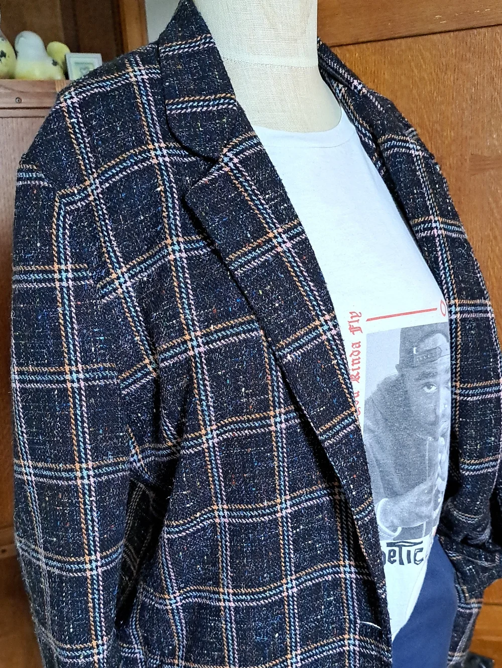 Vintage Steven Michaels Confetti Tweed Plaid Blazer Made in USA